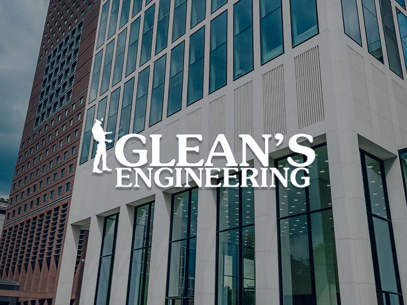 Glean's Construction & Engineering Ltd Logo over a building