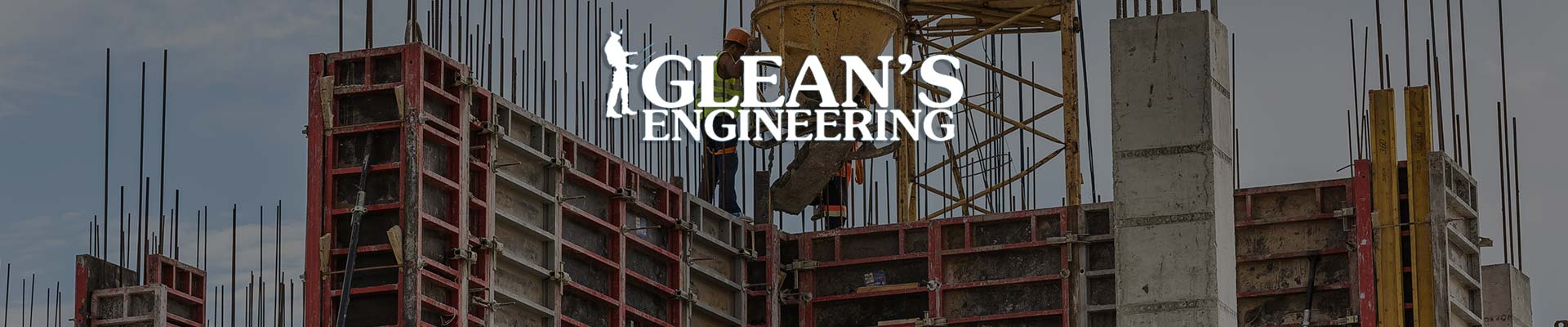 Glean's Construction & Engineering Ltd Logo over the civil engineering design of a building