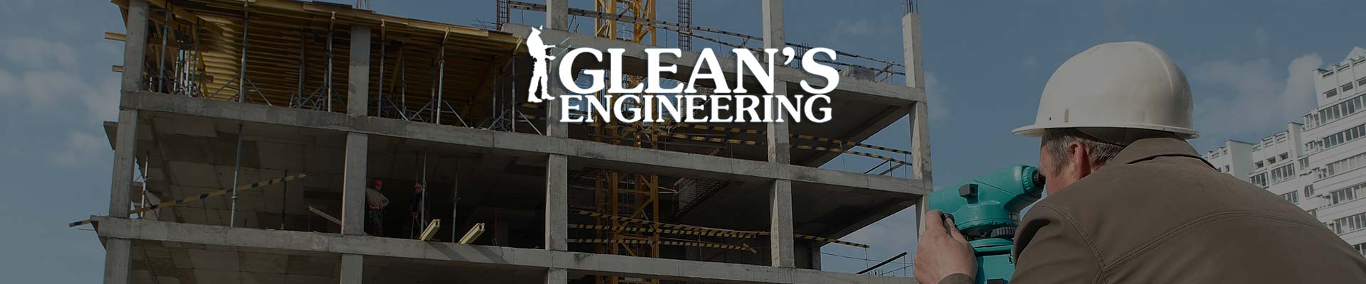 Glean's Construction & Engineering Ltd Logo over the construction project management team member