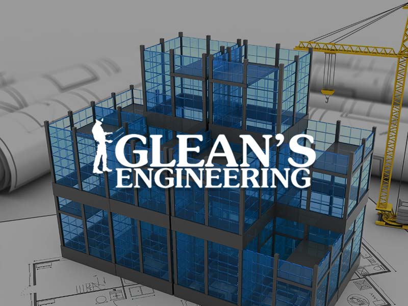 Glean's Construction & Engineering Ltd Logo over the building model