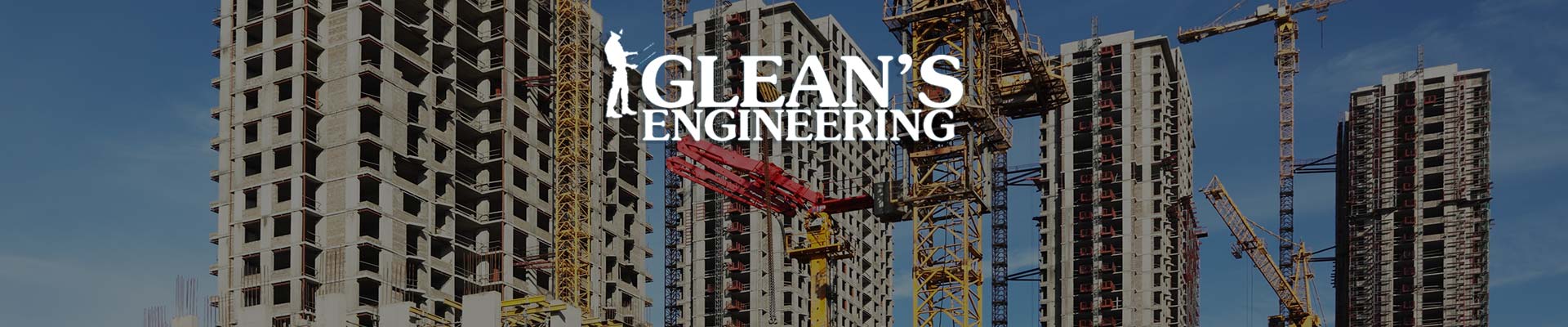 Glean's Construction & Engineering Ltd Logo over the building construction site