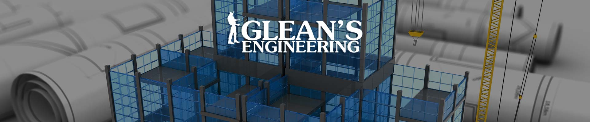 Glean's Construction & Engineering Ltd Logo over the building model